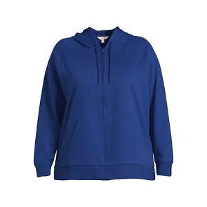 Terra & Sky Women's Plus Size Fleece Zip Up Hoodie Navy Sweatshirt 0X 14W NWT - Picture 1 of 3