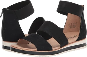 Women's LifeStride Zee Sandal Black Strappy Flat Ankle Strap Microfiber 7 WIDE - Picture 1 of 6
