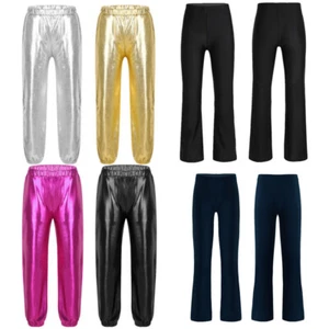 Kids Glossy Dance Harem Pants Gymnastics Athletic Leggings Hip Hop Dance-wear - Picture 1 of 90