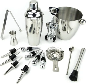 16pc Deluxe Home Bar Stainless Steel Cocktail Martini Shaker Drink Margarita - Picture 1 of 5