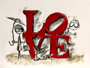 Original Made to Order Drawing with Frame - Love - Art by SLAZO - 16x20 - Picture 1 of 2