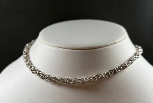 Collar de eslabones de nudo de plata de ley 925 pesado inglés con sello de 17,5 pulgadas - Imagen 1 de 9