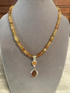 STUNNING JAY KING STERLING SILVER ETHIOPIAN HONEY OPAL NECKLACE & PENDANT - Picture 1 of 5
