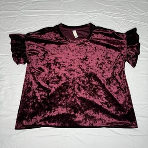 Altar'd State Burgundy Red Crushed Velvet Ruffle Short Sleeve Top Womens Size M - Picture 1 of 8
