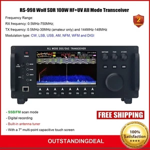 HAMGEEK RS-998 Wolf SDR 100W HF+UV All Mode Transceiver Built-in Antenna Tuner// - Picture 1 of 9