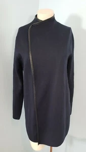 DOLCE STELLA Navy Open Cardigan Sweater Overcoat sz M Made in Italy 29% Wool - Picture 1 of 5