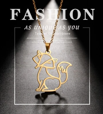 Top Qualität! Halskette mit Fuchs Anhänger  Edelstahl WASSERFEST Farbauswahl - Bild 1 von 4