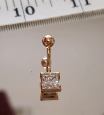 Body Gems 14k Solid Gold Nickel Free Belly Body Jewelry 14G CZ  - Image 1 of 4