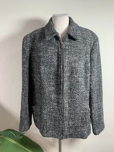 Jones New York Wool Blend Tweed Zipper Front Jacket Gray/White Size 18W - Picture 1 of 8