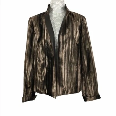 Chaqueta Worth New York Marrón Tostado Peludo Frente Abierto Mujer Pequeña Forrada Suave Foto 1 de 4