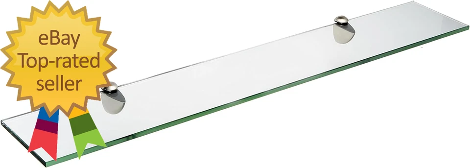 Vidrio P-4.75X18-Estante de vidrio de pavo real de acero cepillado, acero cepillado, 4.75" X 18" Foto 1 de 2