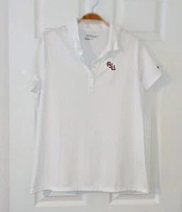 FLORIDA STATE WOMAN NIKE GOLF DRY FIT POLO SHIRT WHITE XL EUC - Picture 1 of 8