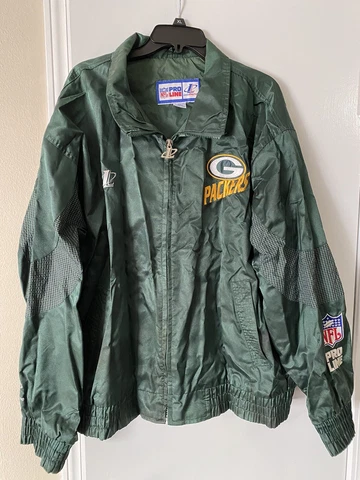 2 Sided Embroidered Vintage Logo Athletic Green Bay Packers Jacket XL Pro Line Cover