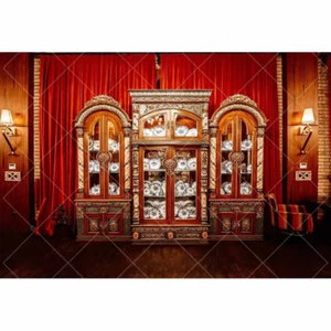 Vintage Wooden Library Bookshelf Backdrop for Kids Photography Studio - Picture 1 of 14