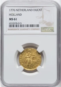 1776 Netherlands Holland Gold Ducat NGC MS61 - Picture 1 of 4