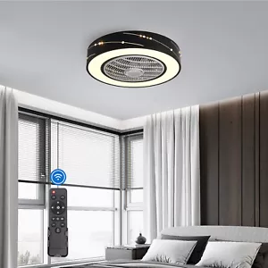New Ceiling Fan Light Modern Flush Mount LED Chandelier Lamp 3-Speed W/ Remote - Picture 1 of 11