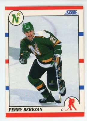 1990-91 Score North Stars Hockey Card #379 Perry Berezan RC - Image 1 of 2