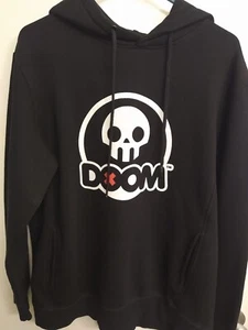 Halloween BLACK SKULL HOODIE DOOM Tm- Drawstring-Long Sleeve Black Hoodie Large  - Picture 1 of 16