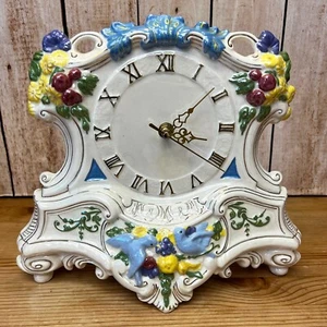 Vintage Arnel's Ceramic Blue Birds Mantel Clock Hand Painted New Movement - Picture 1 of 7