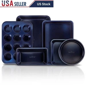 6 Piece Non-Stick Carbon Steel Baking Pans Set Oven Safe Kitchen Essentials New - Picture 1 of 2