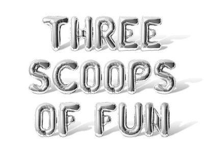 TRES CUCHARADAS DE DIVERSIÓN Letra Globo Banner - Hágalo usted mismo 3er Cumpleaños Fiesta Decoraciones Foto 1 de 4