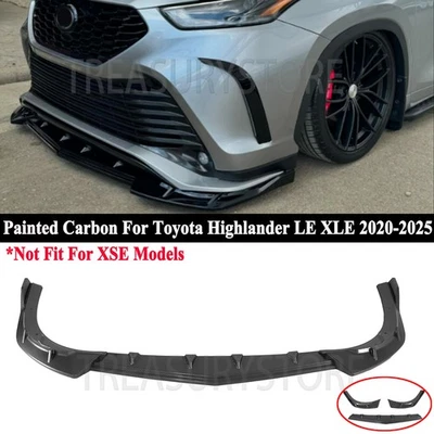 Kit divisor de labios de parachoques delantero de fibra de carbono para Toyota Highlander LE XLE 2020-25 Foto 1 de 4