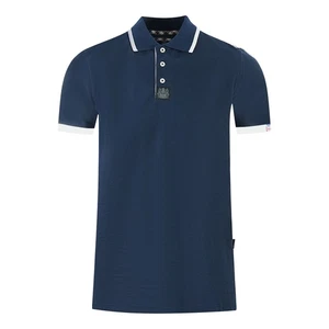 Camisa polo azul marino con punta de hombro marca Aquascutum - Imagen 1 de 4