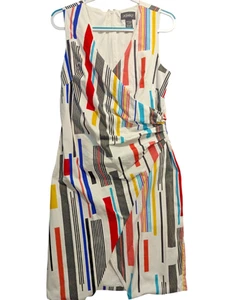 ASHRO Nnena Sheath Dress size 14 Shapely Stretch Faux Wrap Sophisticated Artsy - Picture 1 of 12
