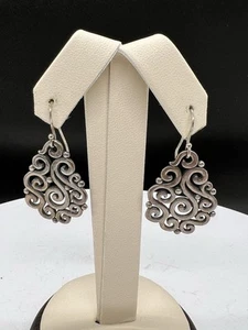 Retired James Avery Sterling Silver Open Sorrento Dangle Earrings - Picture 1 of 6