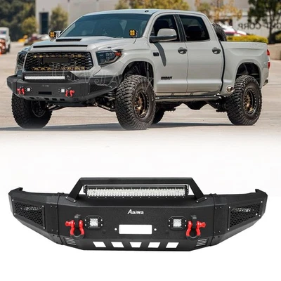 Стальной передний бампер с лебедкой и светодиодными фарами для Toyota Tundra 2000-2006 годов выпуска - Изображение 1 из 4