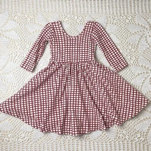 Alice and Ames Girls 4t Red Cream Grid Plaid Twirl Dress - Picture 1 of 3