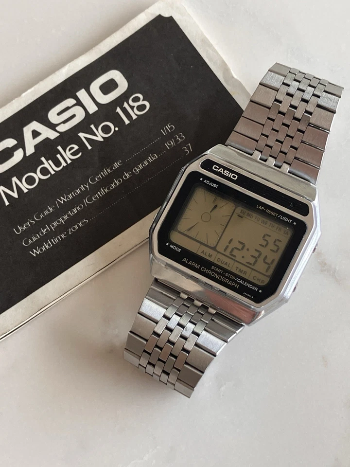 Casio AX-210 118 Alarm Chronograph Digital Watch Vintage With Manual Used RARE - Image 1 of 4