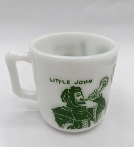 Vintage Anchor Hocking Robin Hood/Mönch Tuck/Little John Becher weiß Milchglas - Bild 1 von 8