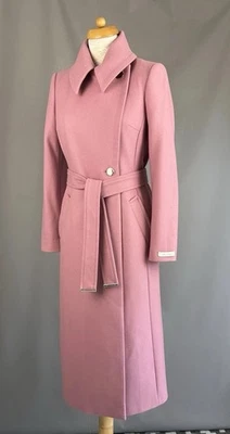 Abrigo Ted Baker Rosiey Rosa Lana Cachemira Mezcla MIDI Trench TALLA 1 UK 8 Foto 1 de 4