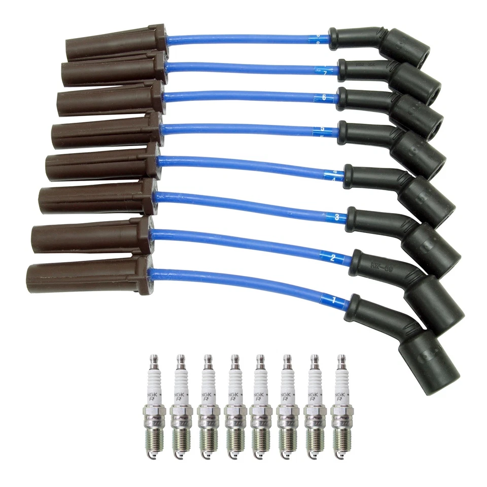 Juego de cables NGK y kit de 8 bujías V-Power para H2 Silverado 1500 HD Tahoe Yukon V8 Foto 1 de 1