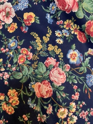 BTHY ~  Vintage Joan Kessler Blue Floral Cotton  fabric ~ NOS - Image 1 of 2