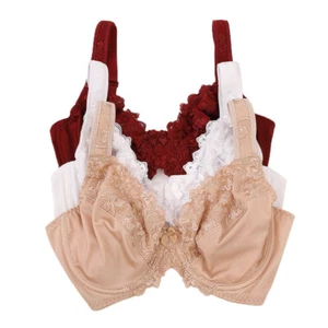 Women's Minimizer Unlined Underwire Bra with Lace Embroidery Full Coverage Bras - Picture 1 of 47