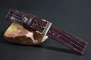 CORREA RELOJ 22 20 18 MM HECHA A MANO GENUINA PIEL LAGARTO BURDEOS MA STRAP - Picture 1 of 12