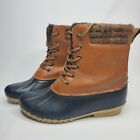 MAGELLAN Outdoors Size 7 Duck Boots Brown Leather with Faux Fur Lining Black Toe