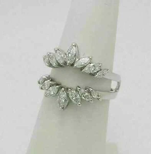 3Ct Lab Created Diamond Enhancer Guard Wrap Engagement Ring 14K White Gold Over - Picture 1 of 9