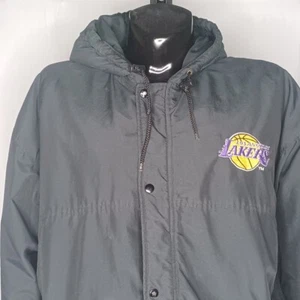 XL Blk Vintage Hooded NBA LA Lakers Starter Heavy Quilted Jacket Flaw - Bild 1 von 9