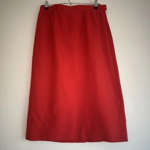 Vtg Koret Skirt Washable Wool Crepe Red Knee Length Women's Uk 16 Made In USA - Picture 1 of 12