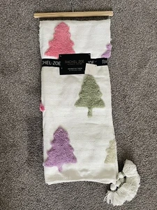 NWT NEW Christmas TREE Decorative THROW RACHEL ZOE Multi Colors HOLIDAY Pastel - Picture 1 of 4