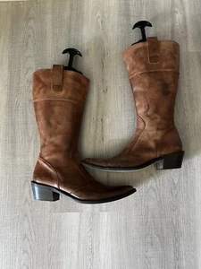 lavorazione artigiana boots Cowboy Western Bomber Jacket Brown Sz 40 Italy - Picture 1 of 7