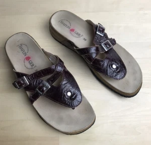 Sandali donna Haflinger marroni pelle fibbie perizoma EU 39 US 8 comodi sughero - Foto 1 di 7