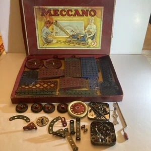 Ancienne Boîte MECCANO N°2avec sa notice 1954 La Mécanique En Miniature Vintage - Photo 1/11