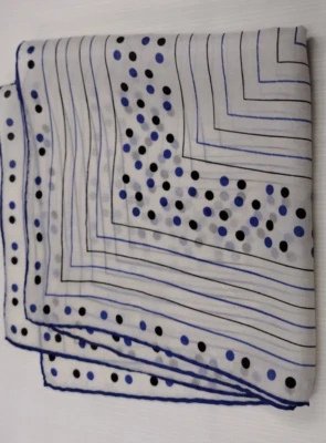Vintage 50s Polka Dotted Neck Silk Scarf SHEER HANKIE HANDKERCHIEF royal Colors - Image 1 of 4