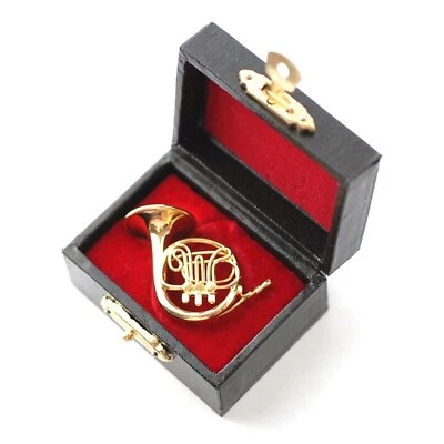 Dolls House French Horn Metal Instrument In A Black Case 1:12 Scale 158 tumdee - Image 1 of 4