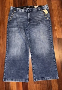 St John's Bay Blue Denim SAILOR Style Wide Leg Pants/Jeans NWT! ~ Size 24W - Picture 1 of 5