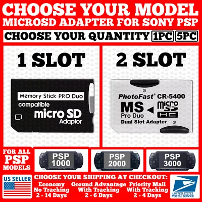 Micro SD to PSP Memory Pro Adapter For Sony SDHC TF Card Reader 1000/2000/3000